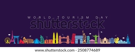 travel and tours illustrations vector background.Famous landmark around the world grouped together.tourism poster road trip holiday vacation and time to travel banner.