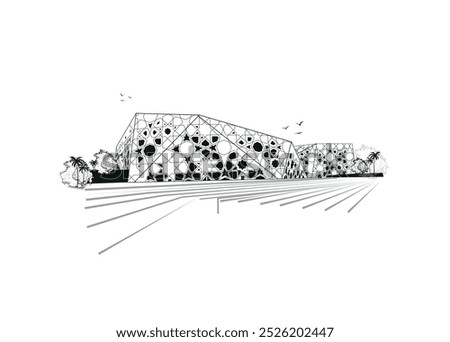 KUWAIT CITY, The building of Sheikh Jaber Al Ahmad Cultural Centre illustration in kuwait