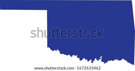 State of Oklahoma map flat blue on white background