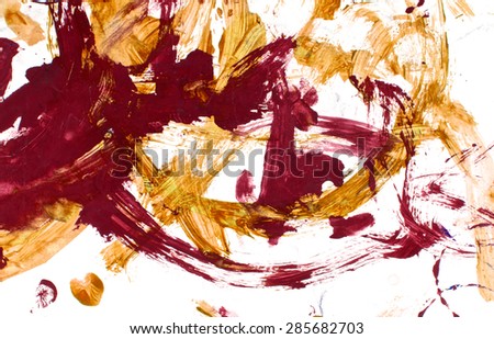 Fashion chic background. Abstract acrylic hand painted. Red and orange color. Isolated on white background.
