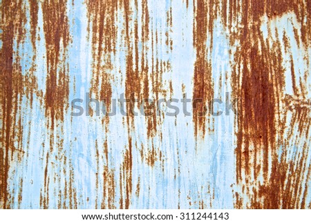 Rusted blue painted scratch metal wall background. Grunge texture surface metal sheet. Vintage and retro wallpaper. Close up.