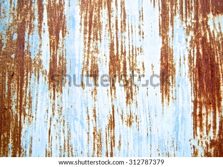 Rust blue painted scratch metal wall background. Grunge texture surface metal sheet. Vintage and retro wallpaper. Close up.