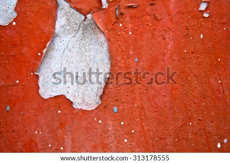 Peeling spatter painted cement wall and grunge texture background or Abstract hole on cracked plaster concrete. Vintage and retro for poster background. High quality. Close up