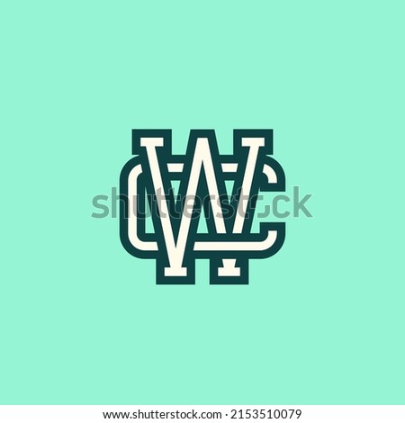 WC or CW Monogram. Retro thick stroke monogram badge Logo. Isolated design.	
