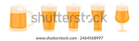 Beer glasses set. Different beer glasses.