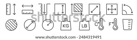 Measurement icon. Measure and Length line icons