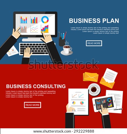 Banner for business plan and business consulting. Flat design illustration concepts for finance, business, management, analysis, business solution, teamwork, business statistic, marketing, consulting.