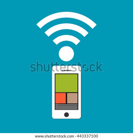 Mobile phone with wireless signal. Mobile technology.
