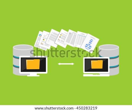 Copying files process. Files transfer between devices. Import or export data from another database.