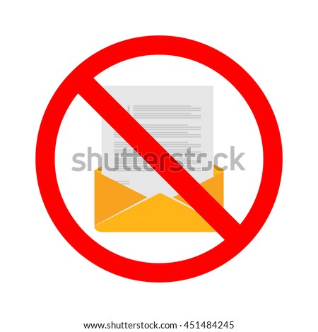 Stock vector of no email. Prohibition for sending email. No communication by email.
