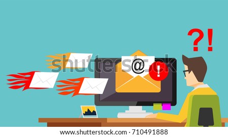 Email Spamming Attack. Spam email. Receive many emails concept. 