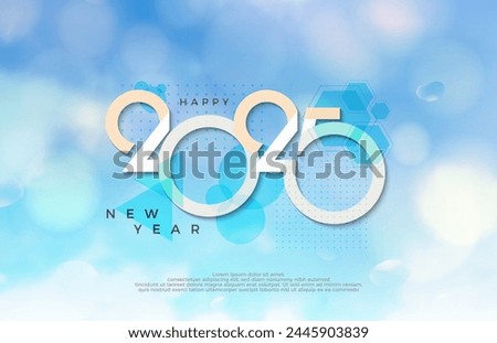 Happy New Year 2025. Design template with beautiful background. Elegant 2025 logo design for celebration background and decoration. 2025 new year vector premium design.