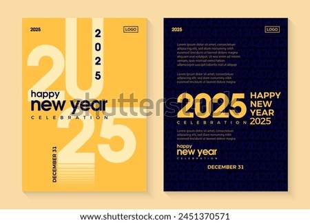 Simple Happy New Year 2025 poster design. New Year 2025 celebration poster. Different and simple design. Vector premium design for posters, banners, flyers and social media posts 2025.