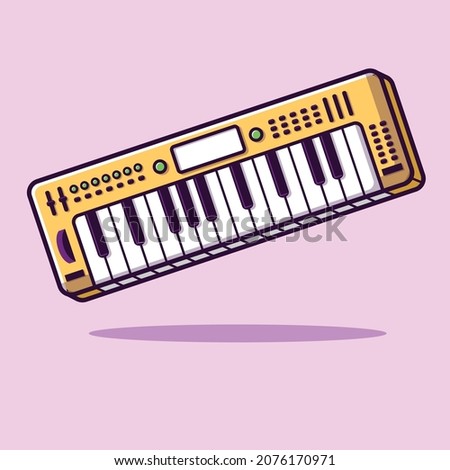 Keyboard instrumental music cartoon illustration or flash simple flat vector design
