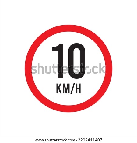 Isolated Road Maximum Speed limit sign 10 kmh sign icon on white background vector illustration.