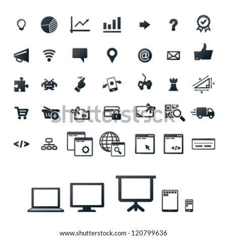 40 icons, set for gaming, programming and web-shop