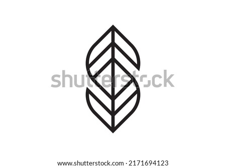 letter S leaf logo design abstract