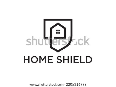 home and shield abstract logo. real estate, architecture, construction concept icon design