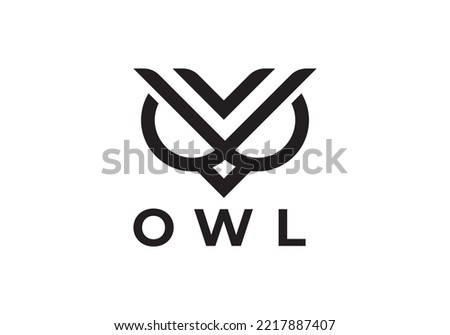 minimal owl logo design. linear style vector illustration