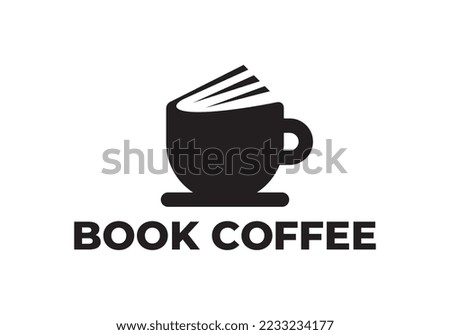 book cup logo design. coffee read education concept combination template icon vector