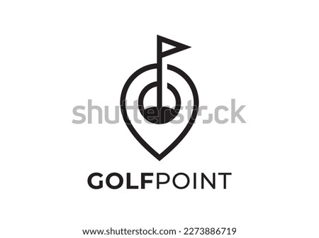 flag golf and pin creative logo design