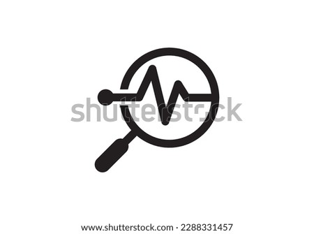 find job logo design. creative search heart rate symbol icon vector.