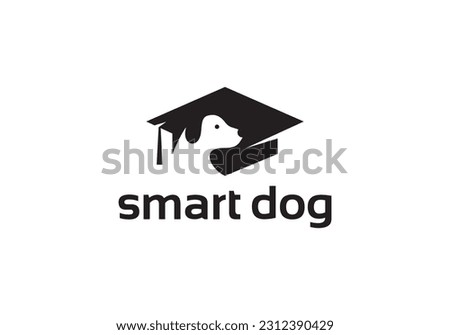 graduation cap with dog, pet smart logo design inspiration