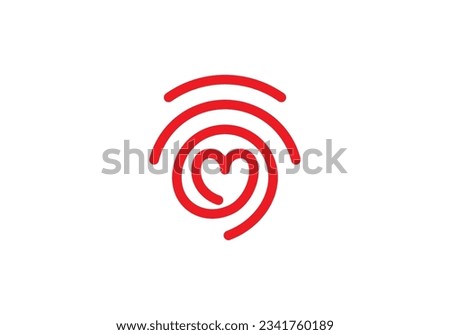 fingerprint with love logo design vector