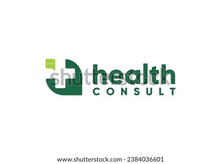 leaf chat logo design, simple modern health care symbol vector illustration