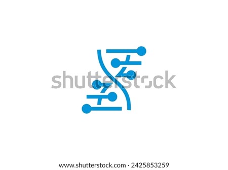 simple dna genetic helix logo, biology science technology symbol design template