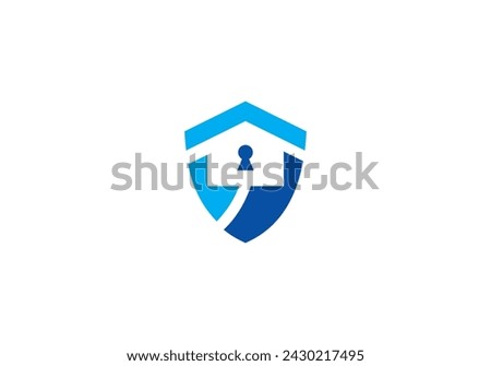 shield home with keyhole logo icon design	
