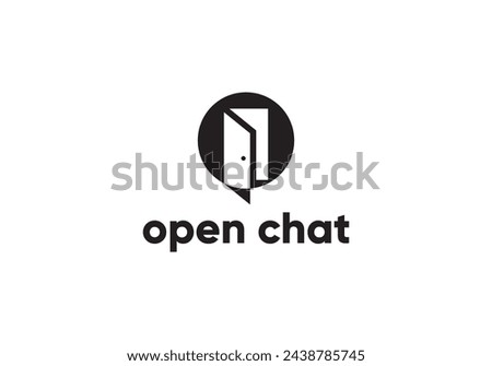 open chat logo. talk and door symbol icon design