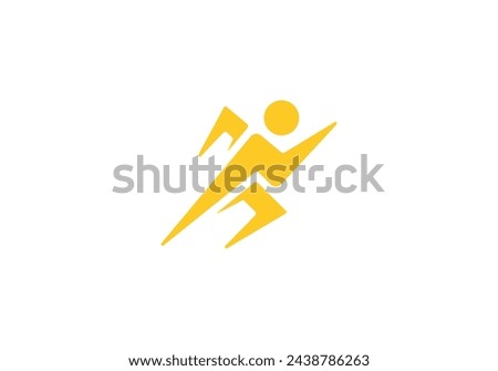 person with lightning logo. fast run energy sport symbol icon design