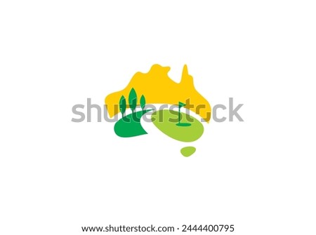 golf sport with map of australia logo design