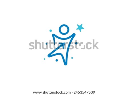 child star logo design. a child achieves success symbol icon vector