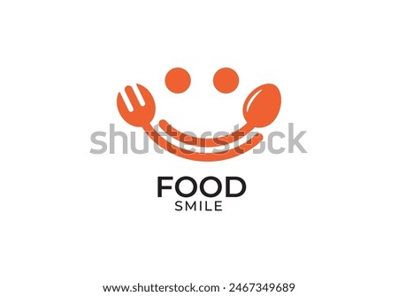 spoon fork with smile logo design. happy food restaurant symbol icon vector