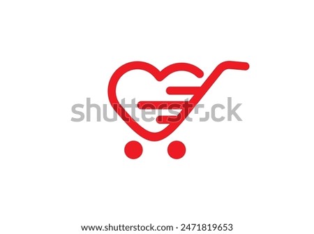 shopping cart with heart logo. love fast online shop symbol vector design