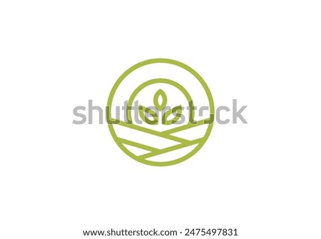 wheat field with circle logo. creative agriculture icon vector design