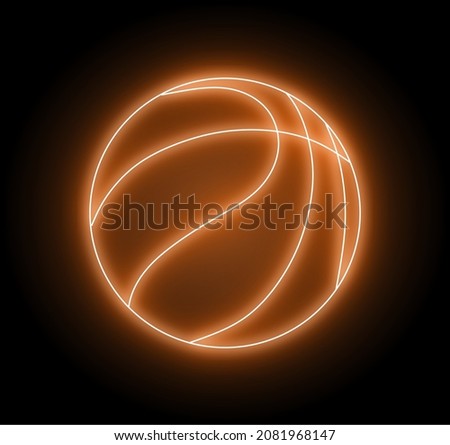 Neon icon basketball. Sports neon illustration. 