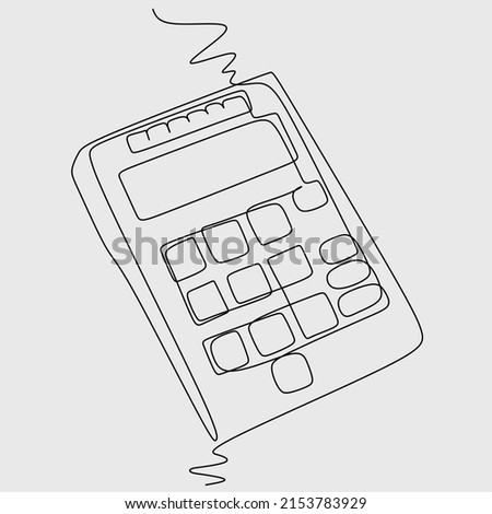 Single continuous line drawing of calculator tool to help counting number. Back to school minimalist style. Technology education concept. Modern one line draw graphic design vector illustration