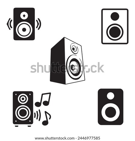 Sound box 5 vector and icon set and  box