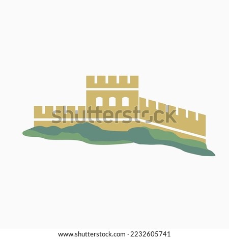 Great wall of china freehand drawing vector