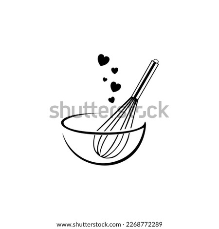 Baking with wire whisk logo on white background