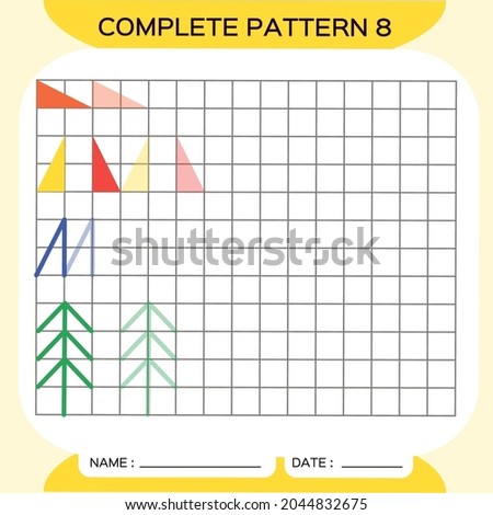 Repeat Pattern, Puzzle. Copy Picture. Special for preschool kids. Printable Kids Worksheet for practicing fine motor skills. Learn colors. Attention Exercise. Teachers Resources. Yellow