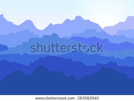 View of  mountains. Abstract mountain landscape. Vector illustration. Sunset in the mountains.