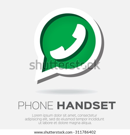 Telephone handset in speech bubble vector icon - green version.