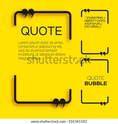 Quote bubble. Speech bubble. Citation text box template. Quote blank.