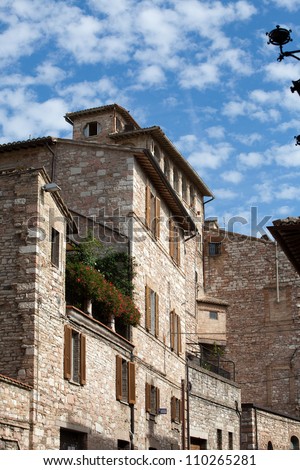 Medieval street in the Italian hill town of Assisi