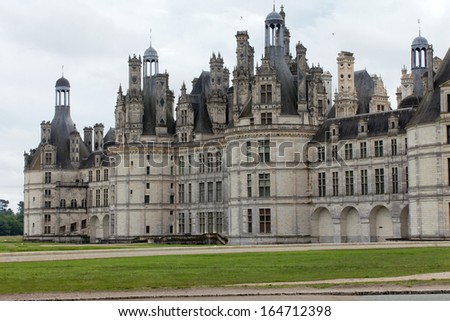 CHAMBORD, FRANCE - JUNE18, 2013: Chambord Castle. Built as a hunting lodge for King Francois I, between 1519 and 1539, this castle is the largest and most frequented of the Loire Valley.