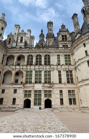 Chambord, France - June 18, 2013: Chambord Castle. Built as a hunting lodge for King Francois I, between 1519 and 1539, this castle is the largest and most frequented of the Loire Valley.